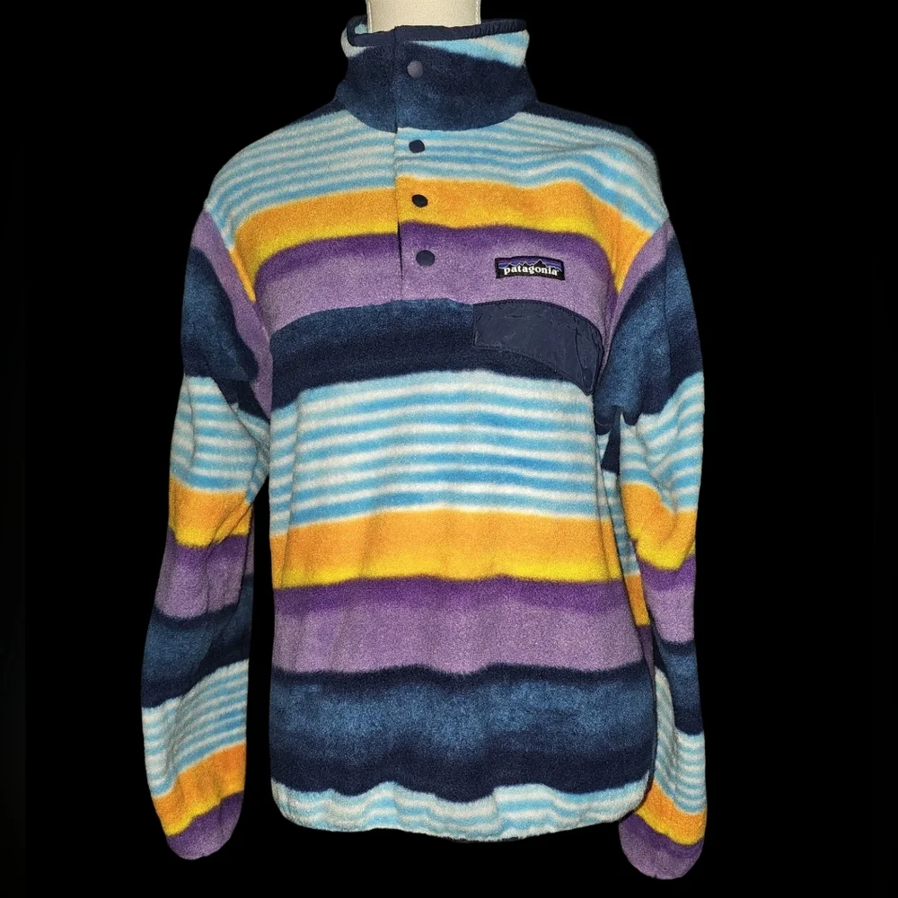 Patagonia Unisex Synchilla Snap-T Fleece Pullover 2016 Painted Fitz Stripe Sz XS - Picture 2 of 16